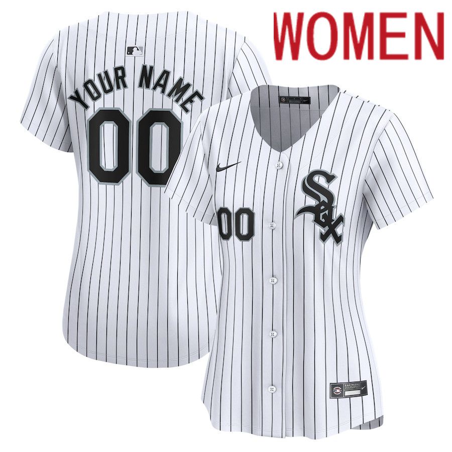 Women Chicago White Sox Nike White Home Limited Custom MLB Jersey->->Custom Jersey